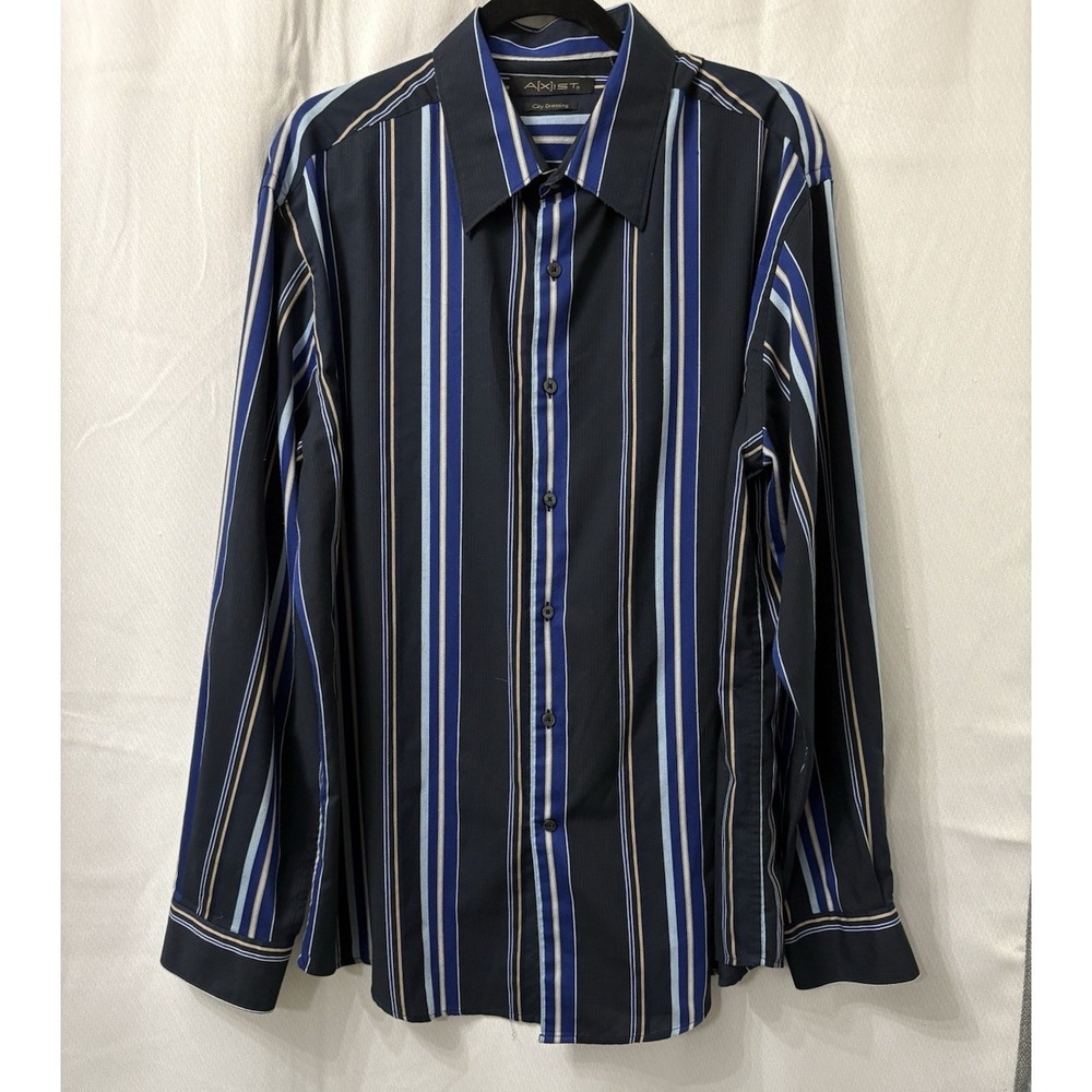 AXIST Mens  Long Sleeve Shirt Size 2XL Blue Striped city dressing‎